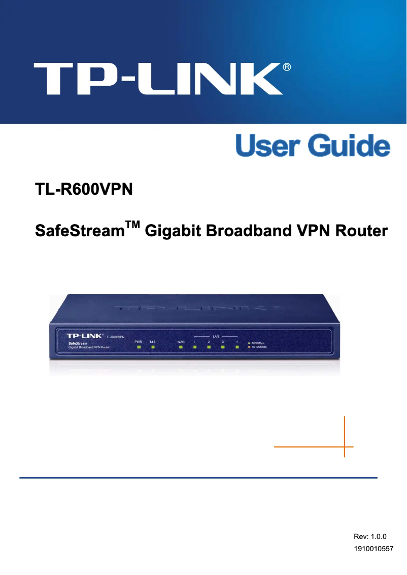 Page 1 de la notice Manuel utilisateur TP-Link SafeStream VPN