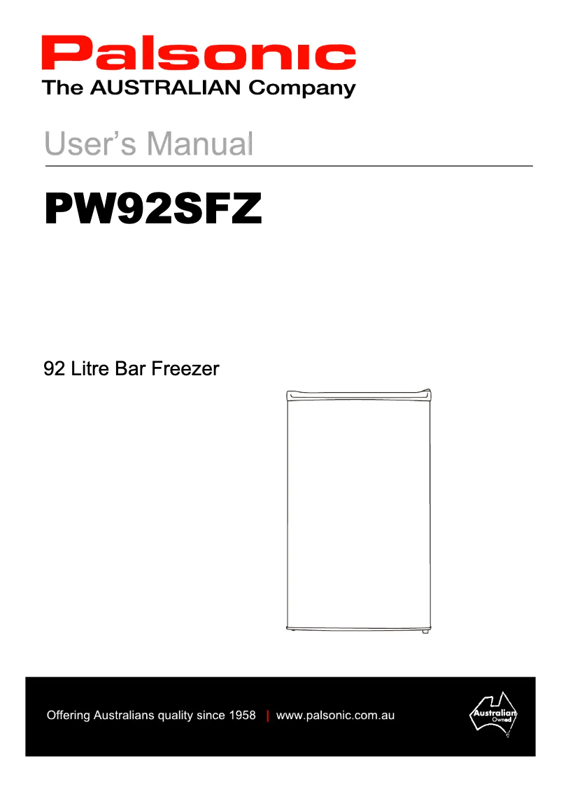 Page 1 de la notice Manuel utilisateur Palsonic PW92SFZ
