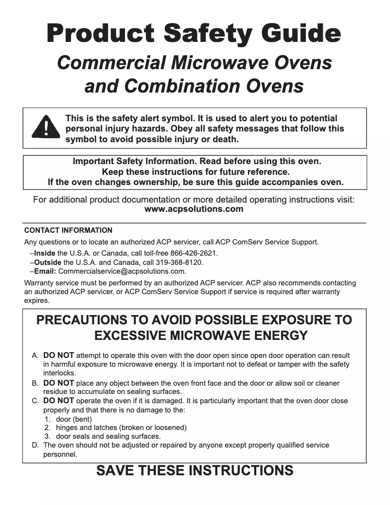 Page 1 de la notice Instructions de sécurité ACP RC30S2