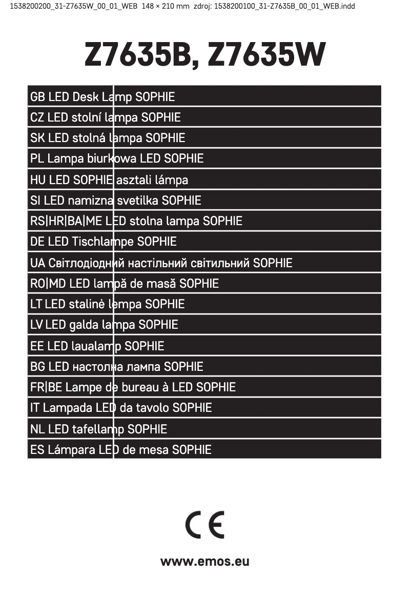 Page 1 de la notice Manuel utilisateur Emos Z7635W