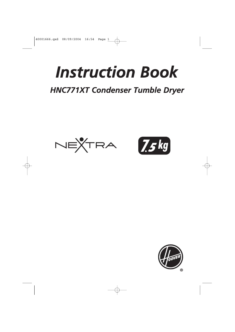 Page n°1 - Manuel utilisateur Hoover HNC 771 XT-84