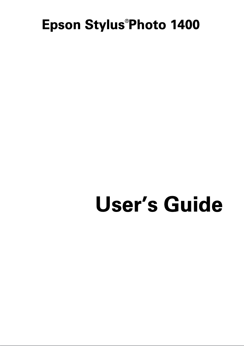 Page n°1 - Manuel utilisateur Epson Stylus Photo 1400