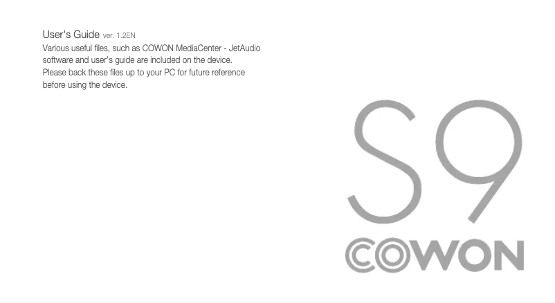 Page n°1 - Manuel utilisateur Cowon S9