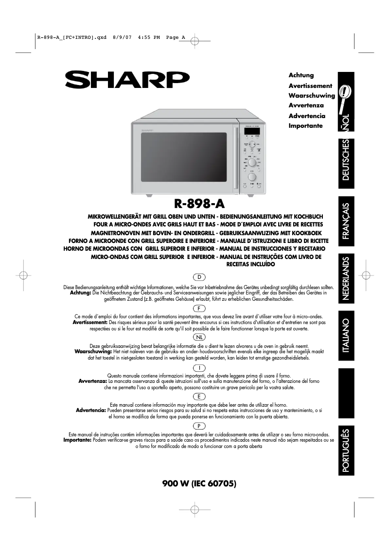 Page n°1 - Manuel utilisateur Sharp R898ALA