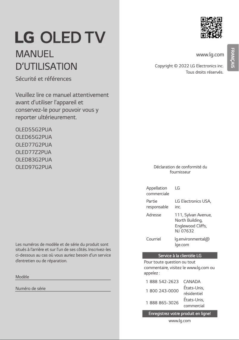 Page n°1 - Manuel utilisateur LG OLED97G2PUA