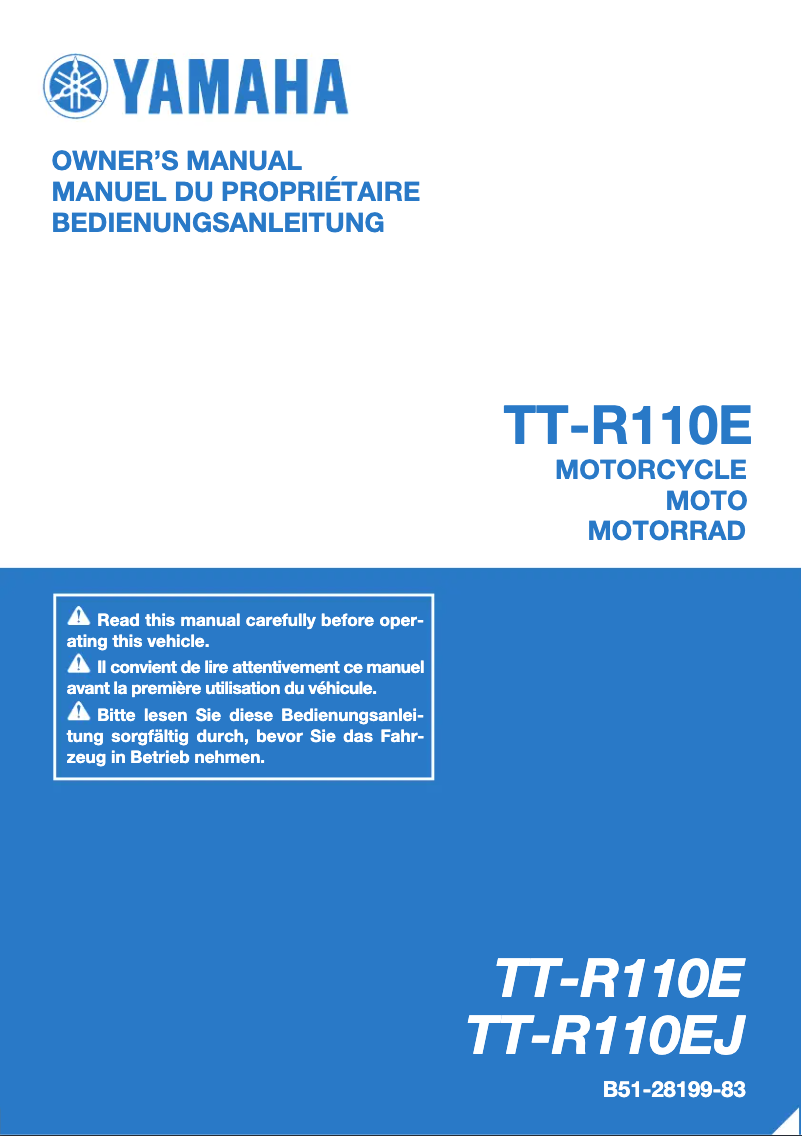 Image de la première page du manuel de l'appareil TT-R110E (2018)