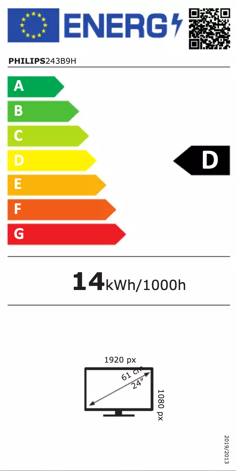 Page n°1 - Label énergétique Philips 243B9H