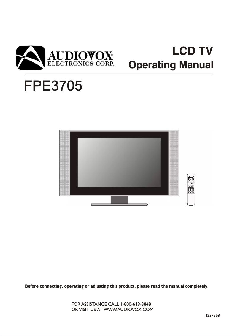 Page n°1 - Manuel utilisateur VOXX FPE3705