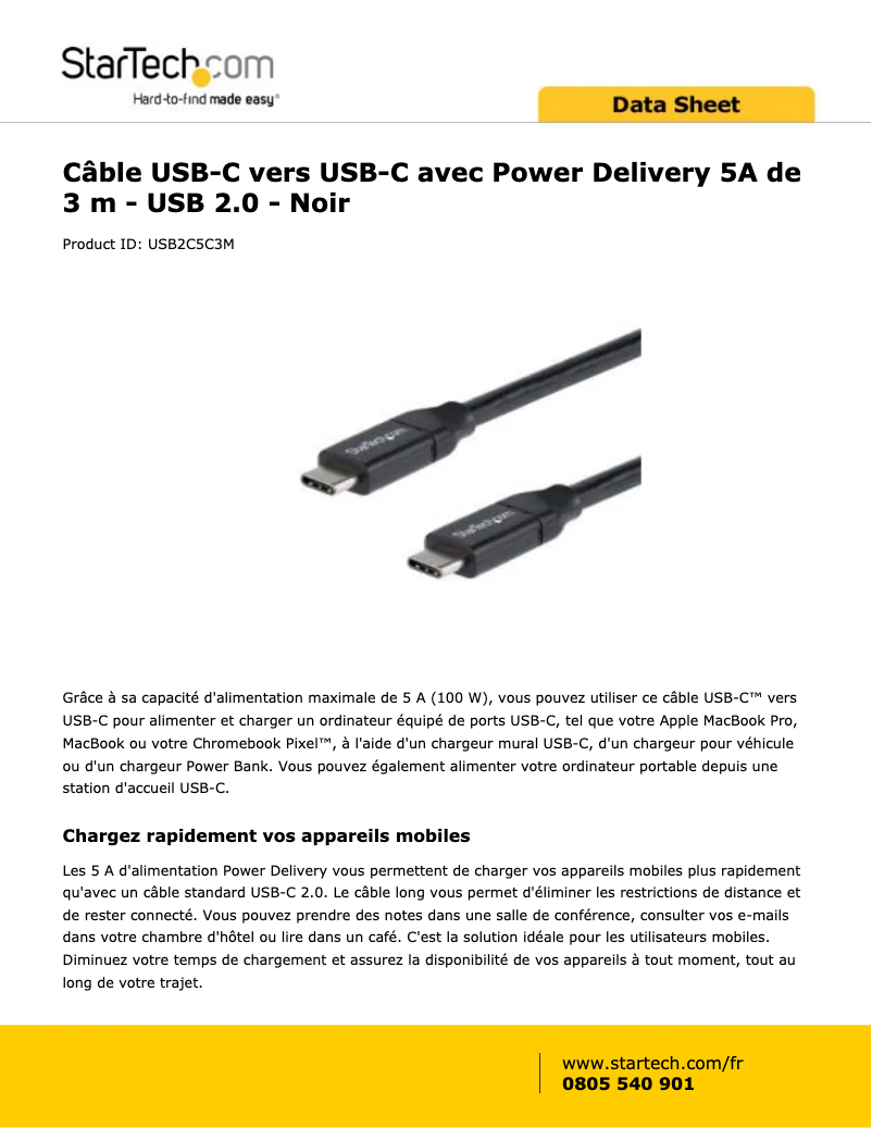 Page n°1 - Manuel utilisateur StarTech.com USB2C5C3M