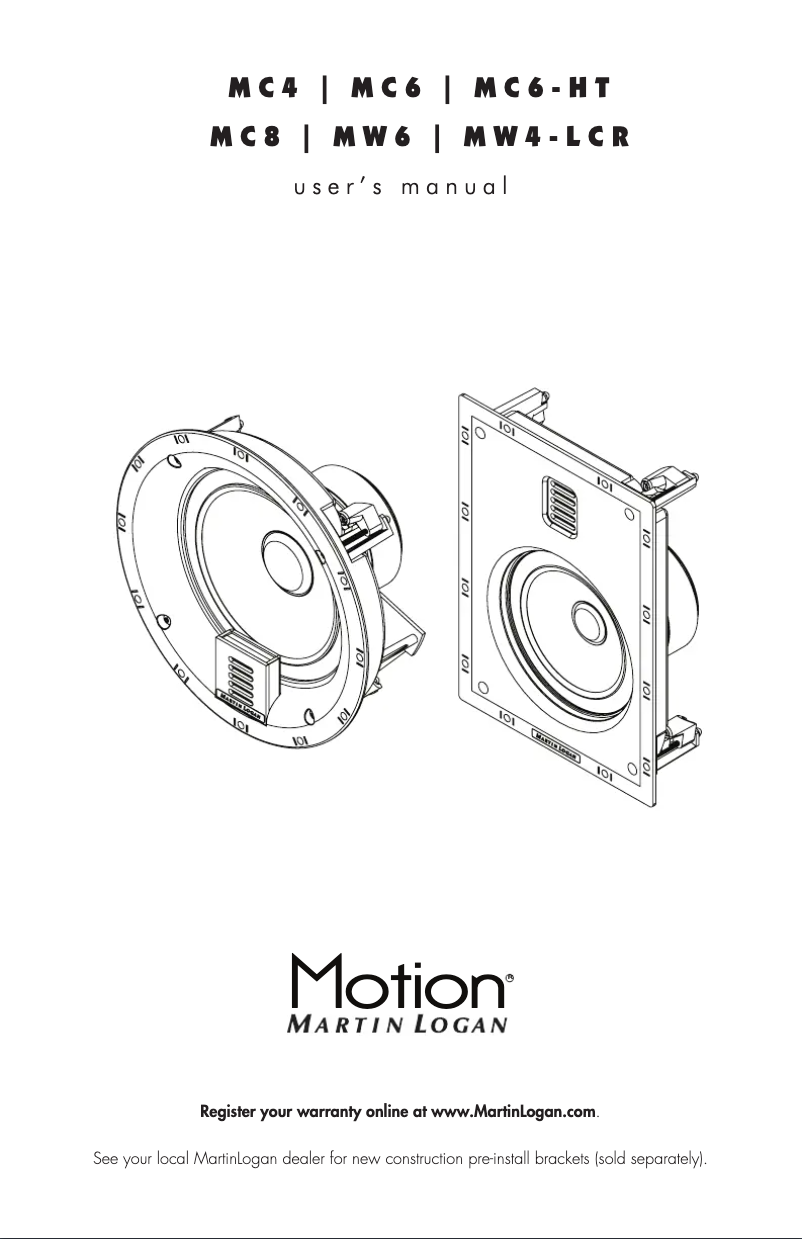 Page n°1 - Manuel utilisateur Martin Logan Motion MC4
