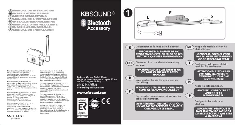 Page n°1 - Manuel utilisateur Eissound KBSound Space