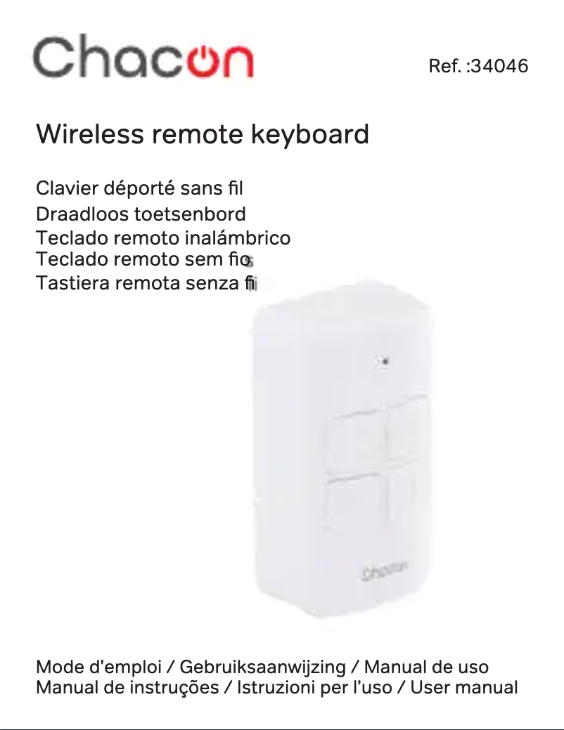 Page 1 de la notice Manuel utilisateur Chacon 34046
