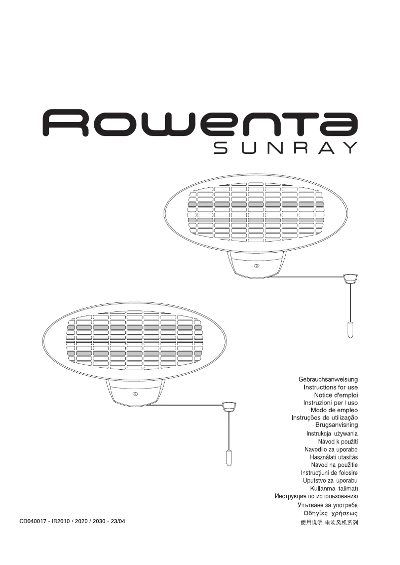 Page 1 de la notice Manuel utilisateur Rowenta SUNRAY IR2020FO