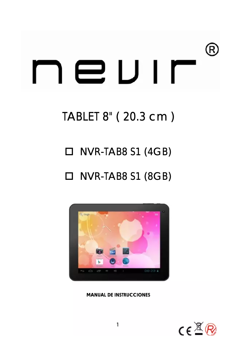Image de la première page du manuel de l'appareil NVR-TAB8 S1 (4GB)
