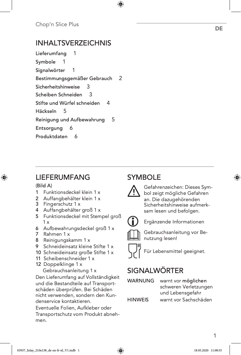 Page n°1 - Manuel utilisateur Maxxmee Chop n Slice