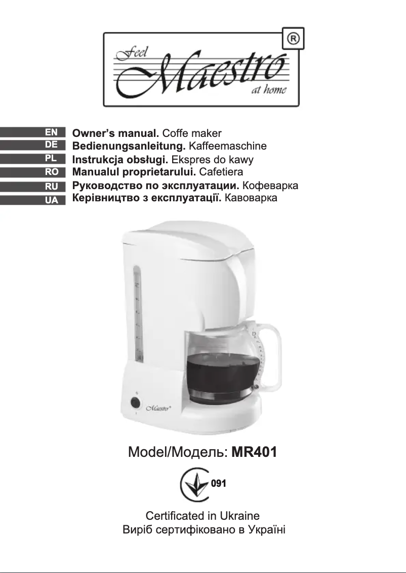 Página 1 del manual Manual de usuario Maestro MR401