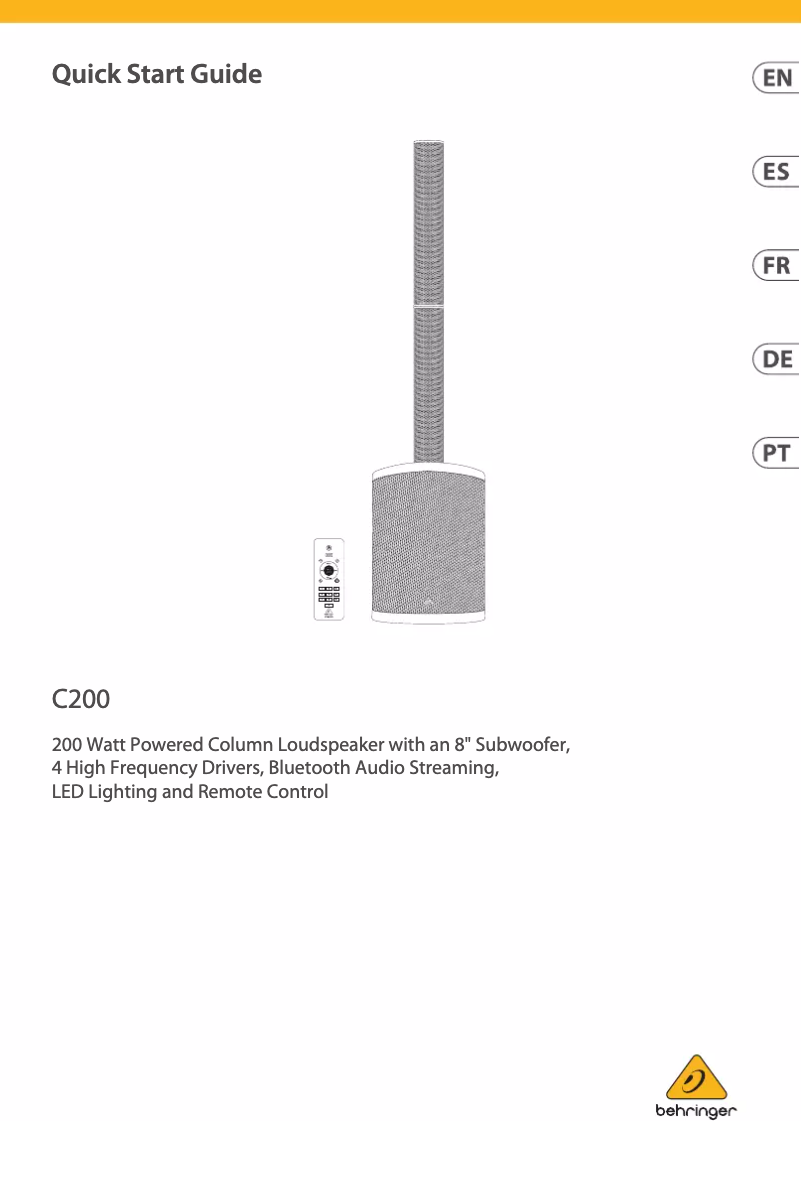 Page 1 de la notice Manuel utilisateur Behringer C200