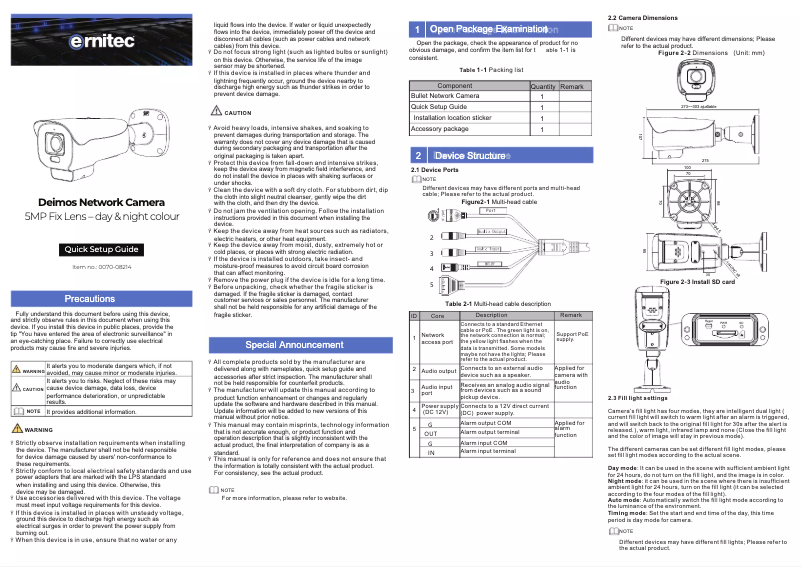 Page 1 de la notice Manuel utilisateur Ernitec 0070-08214