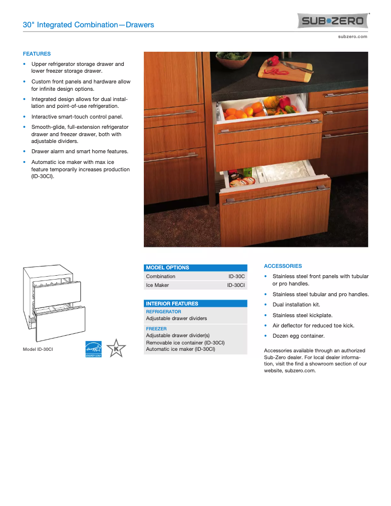 Page 1 de la notice Manuel utilisateur Sub-Zero ID-30C