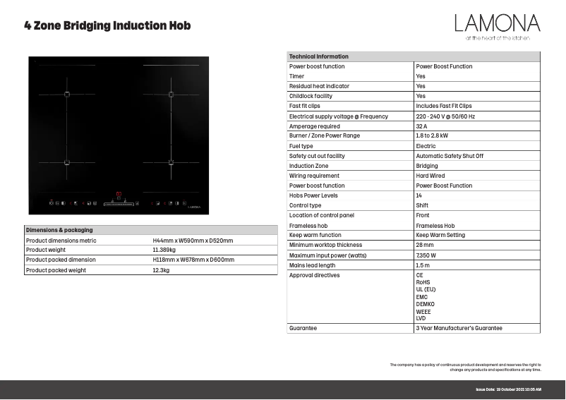 Página 1 del manual Ficha técnica Lamona LAM1851