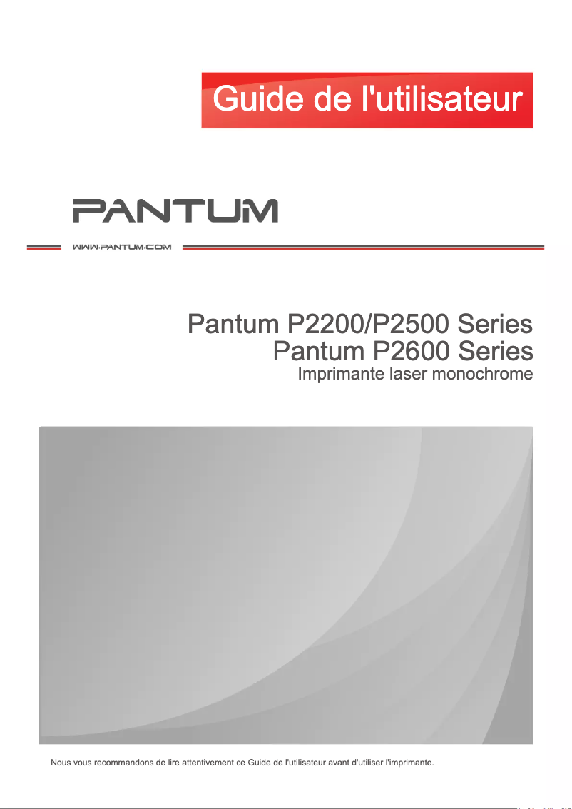 Page 1 de la notice Manuel utilisateur Pantum P2502W