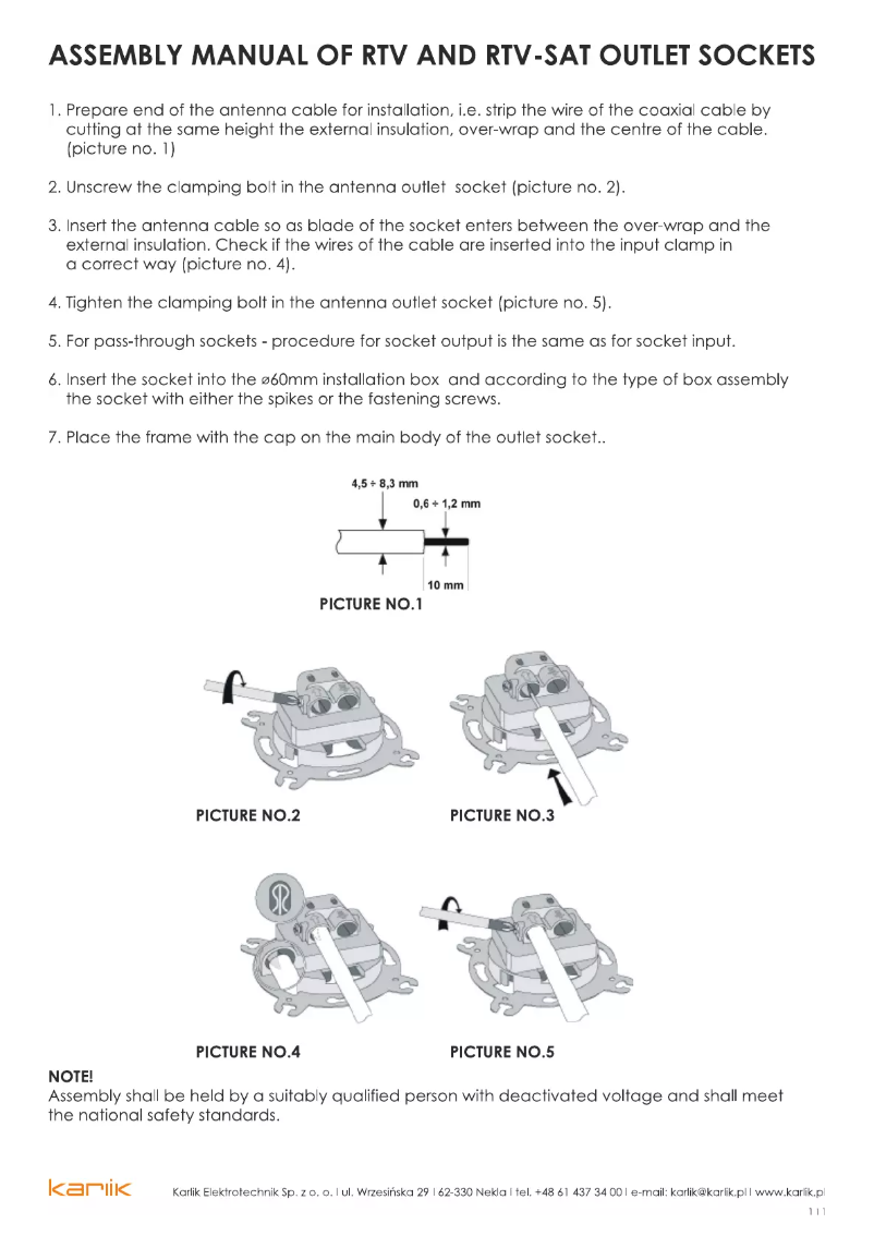 Page n°1 - Manuel utilisateur Karlik 11DRSO-5