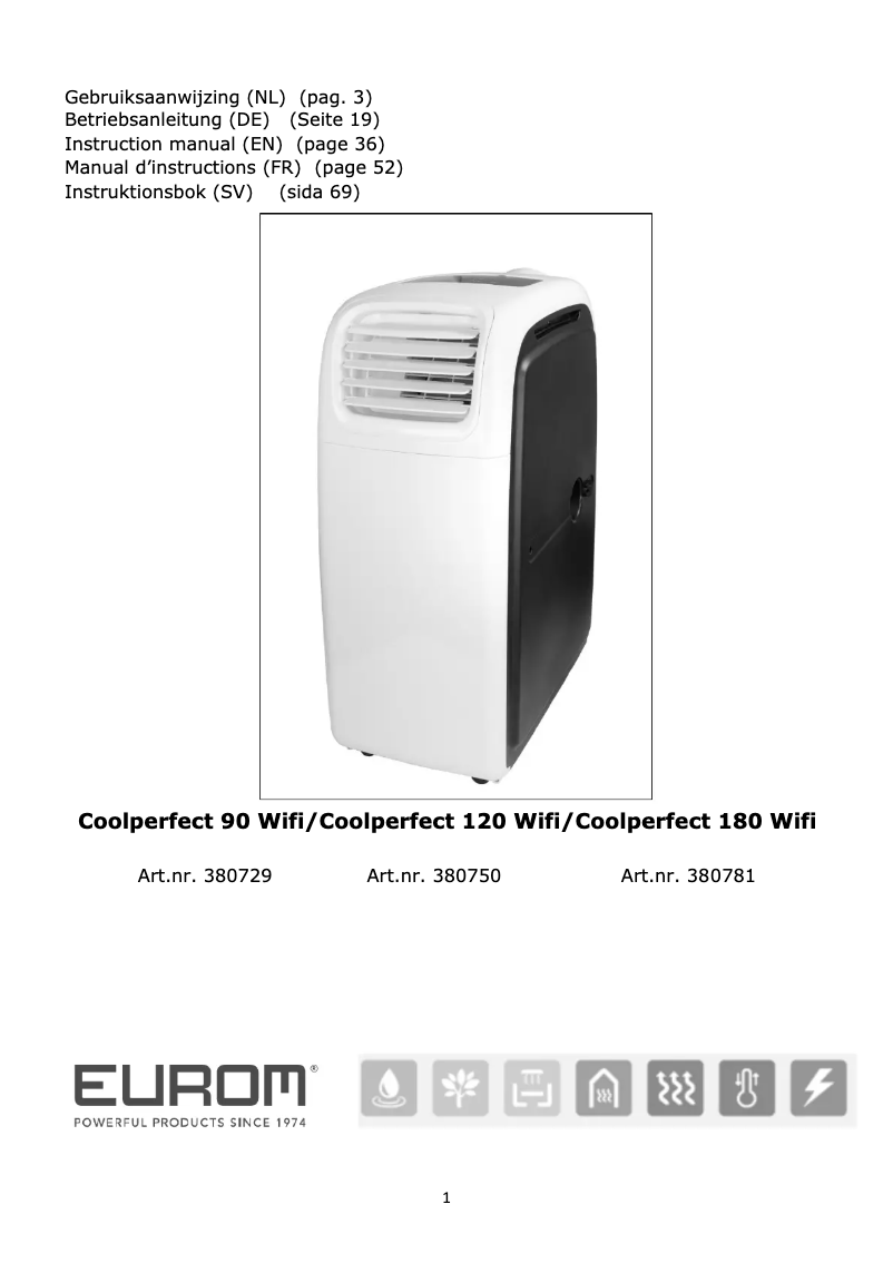 Page n°1 - Manuel utilisateur Eurom Coolperfect 180 wifi