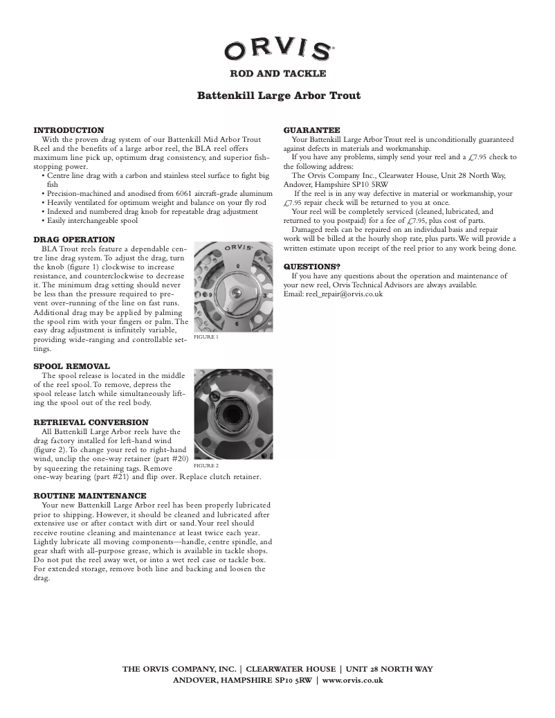 Page 1 de la notice Manuel utilisateur Orvis Battenkill Large Arbor Trout I