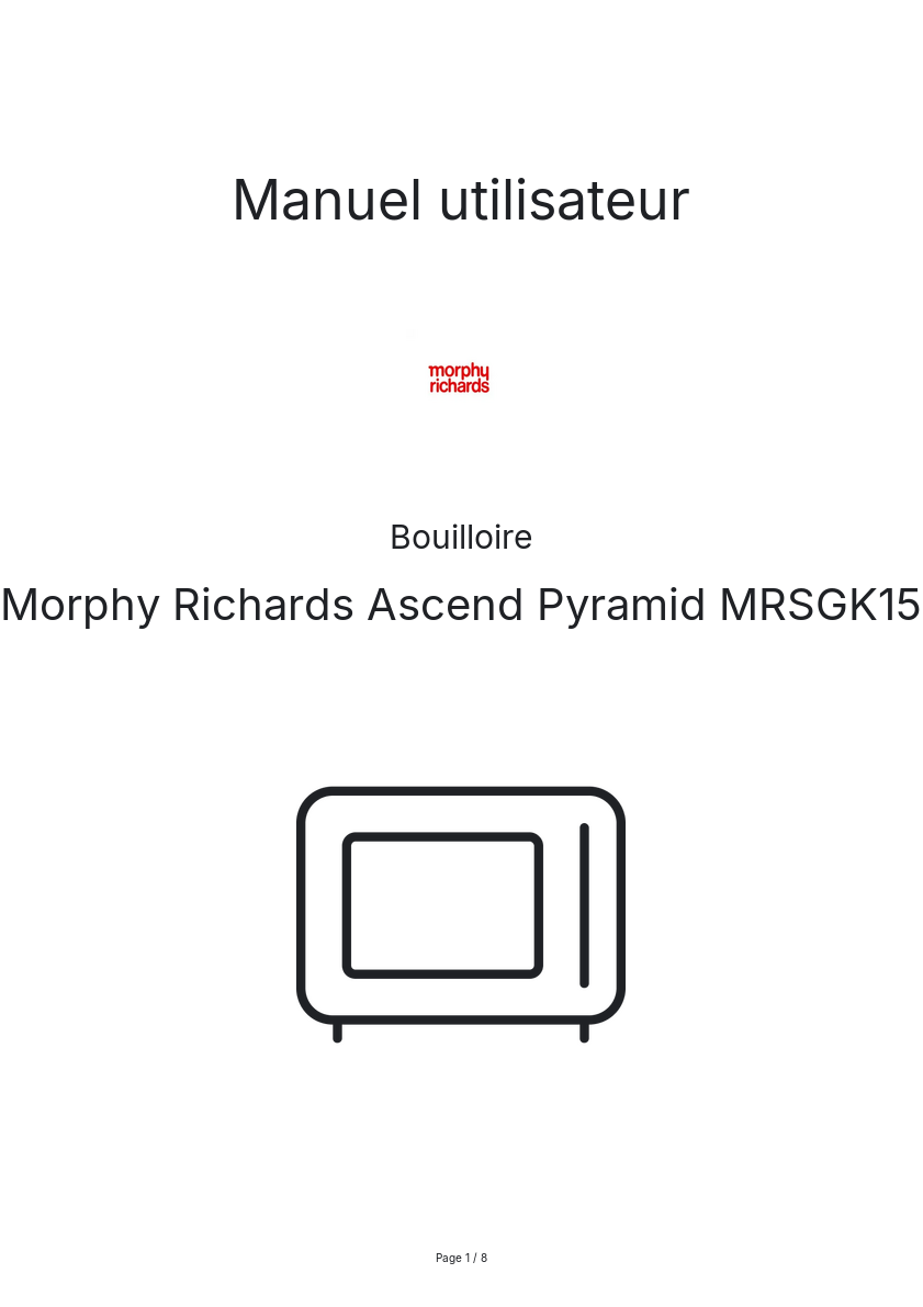 Image de la première page du manuel de l'appareil Ascend Pyramid MRSGK15