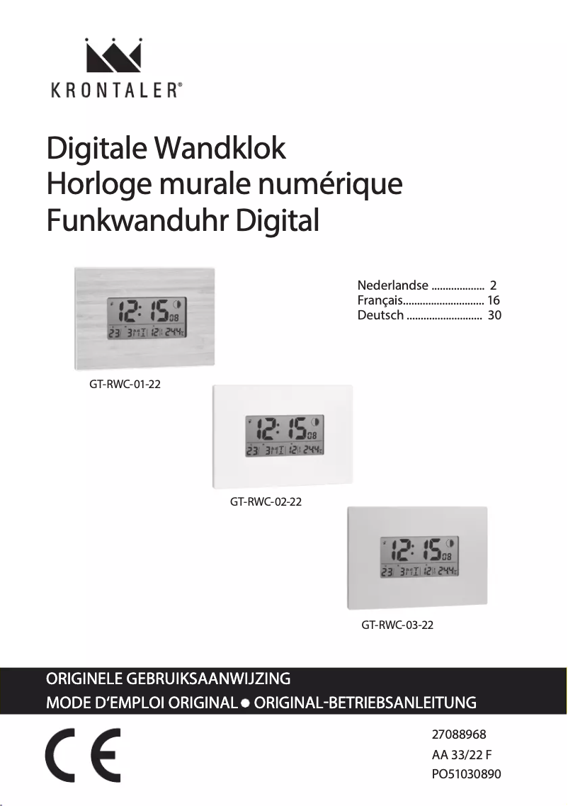 Page 1 de la notice Manuel utilisateur Krontaler GT-RWC-03