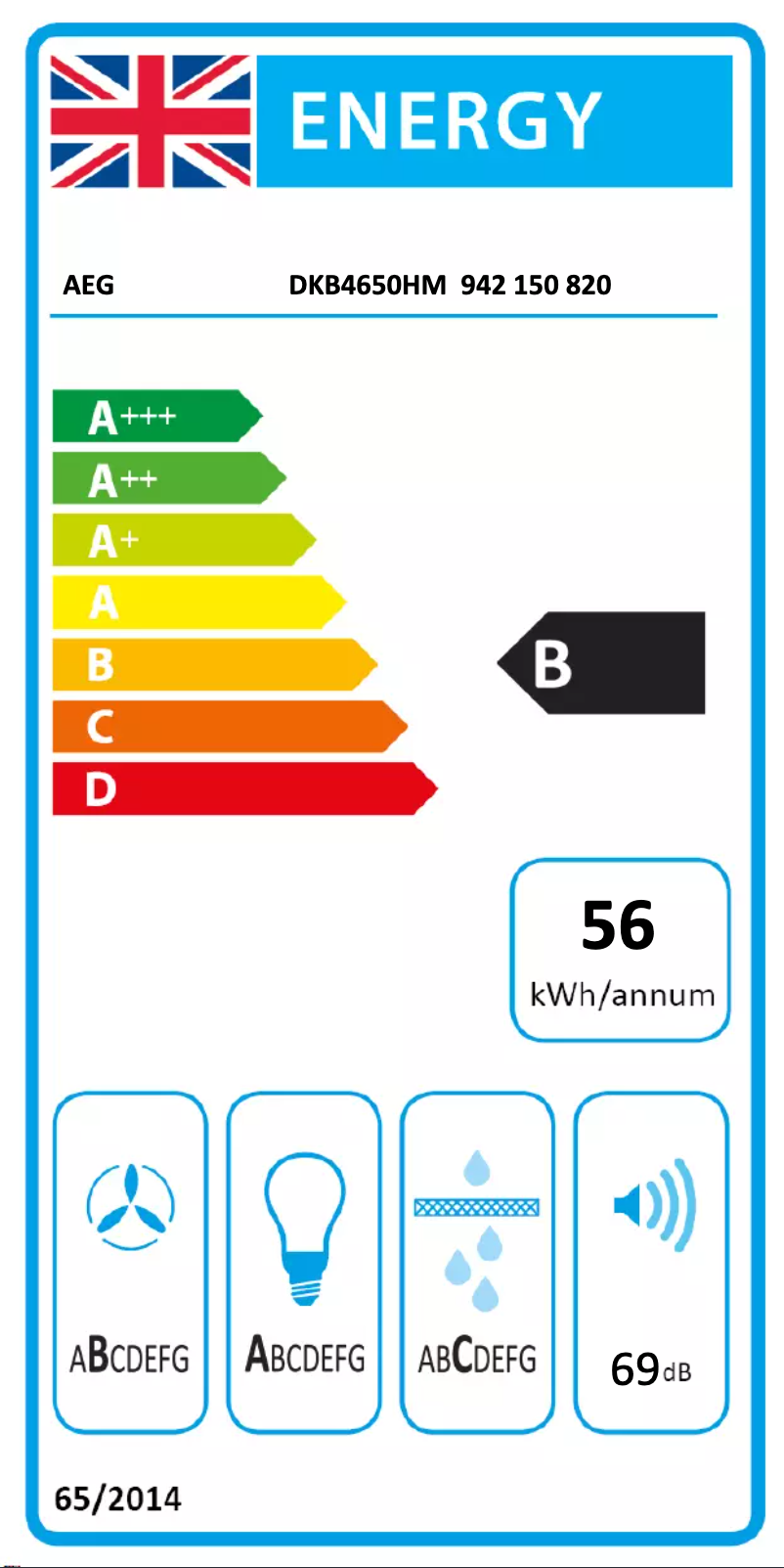 Page 1 de la notice Label énergétique AEG DKB4650HM