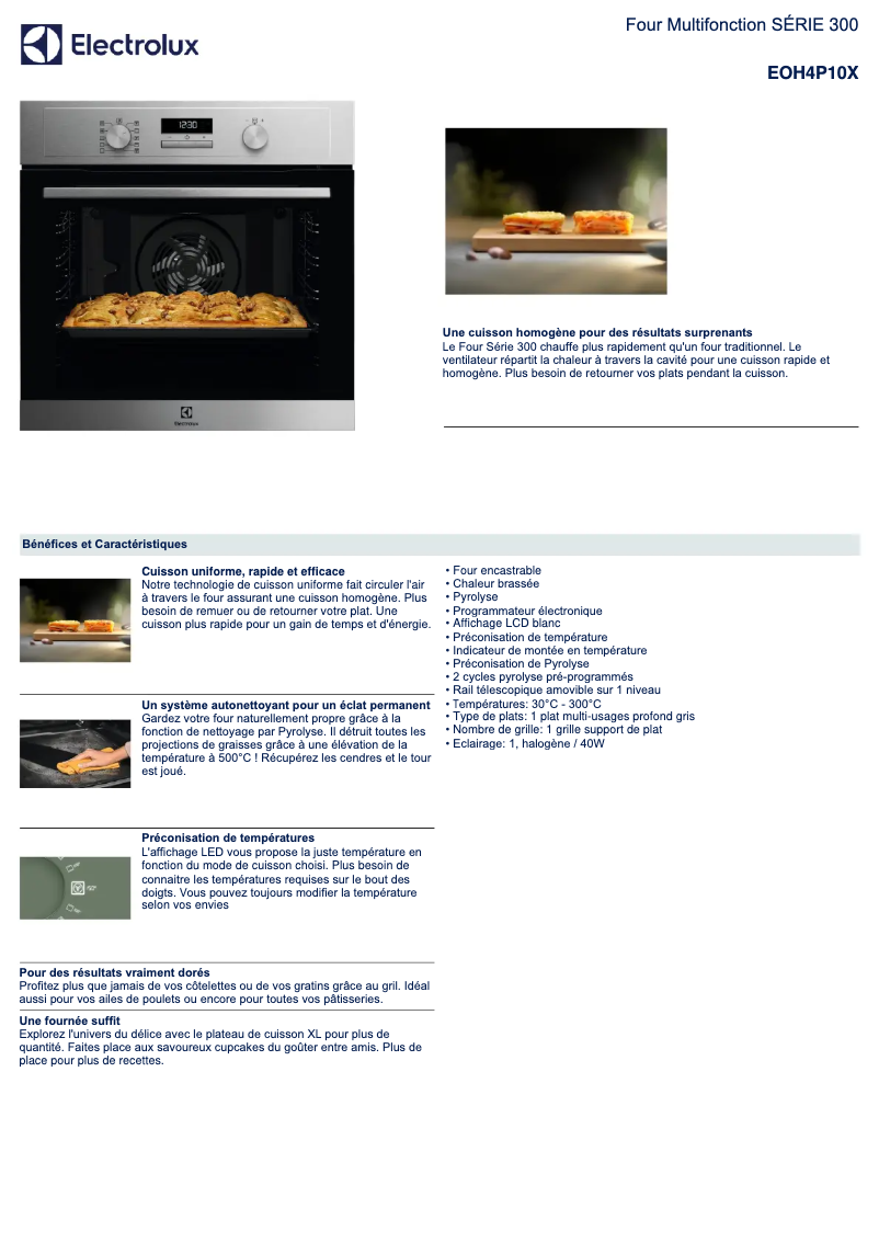 Página 1 del manual Ficha técnica Electrolux EOH4P10X