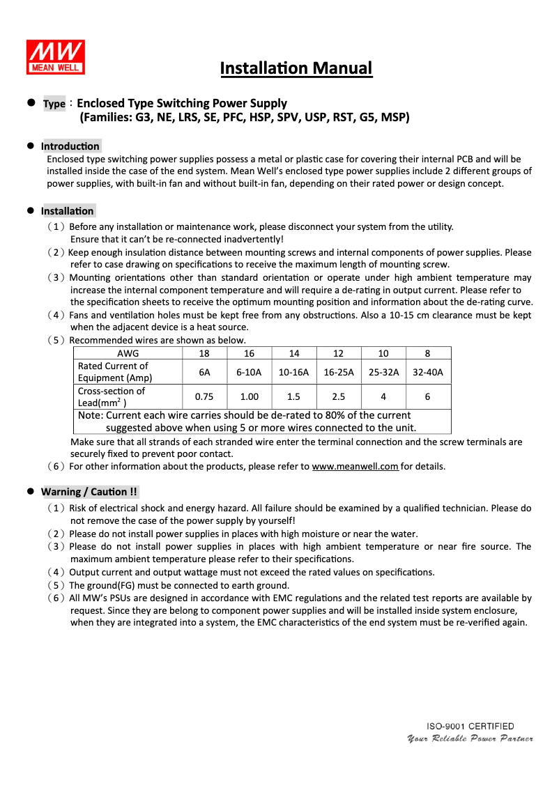 Page n°1 - Mode d'emploi Mean Well MSP-200-24