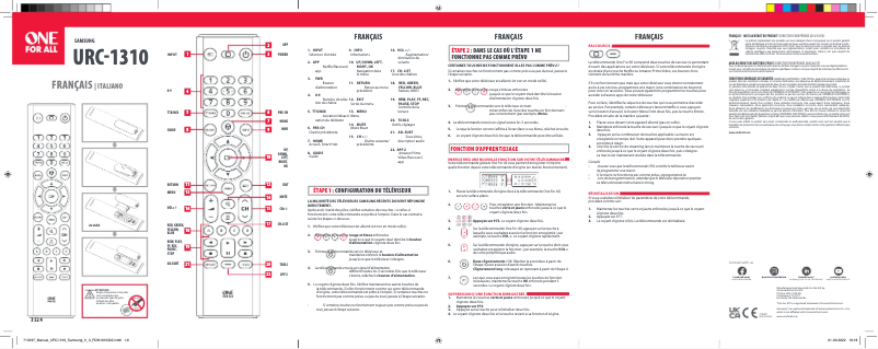 Page 1 de la notice Manuel utilisateur One for all URC 1310