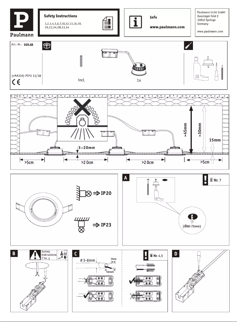 Page 1 de la notice Manuel utilisateur Paulmann 929.68