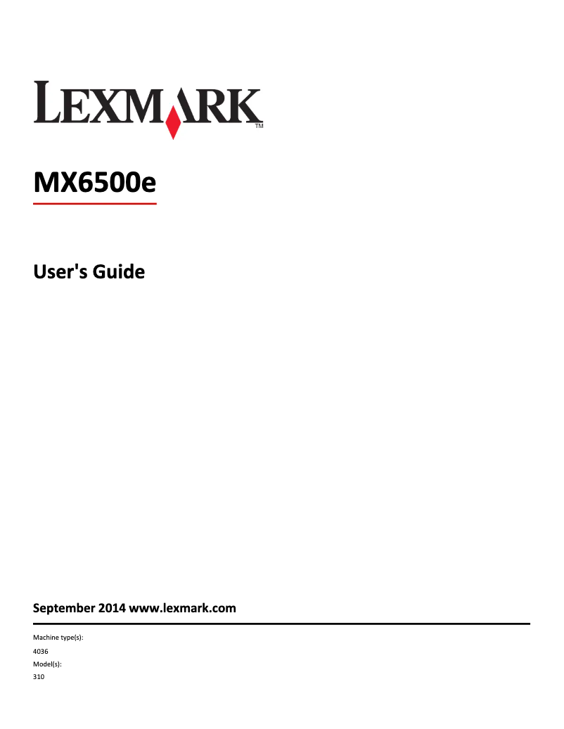 Page 1 de la notice Manuel utilisateur Lexmark MX6500