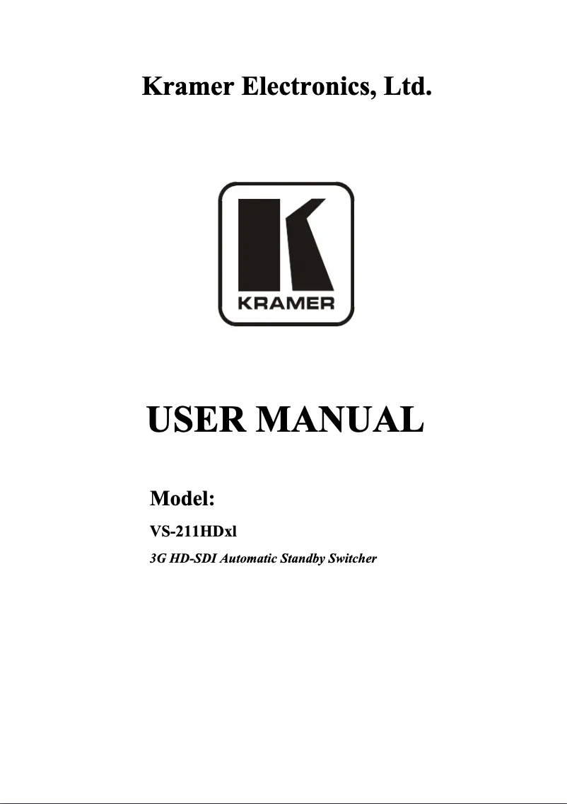 Page 1 de la notice Manuel utilisateur Kramer VS-211HDXL