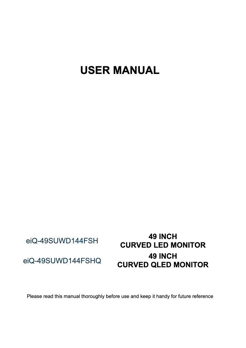 Page 1 de la notice Manuel utilisateur ElectriQ eiQ-49SUWD144FSH