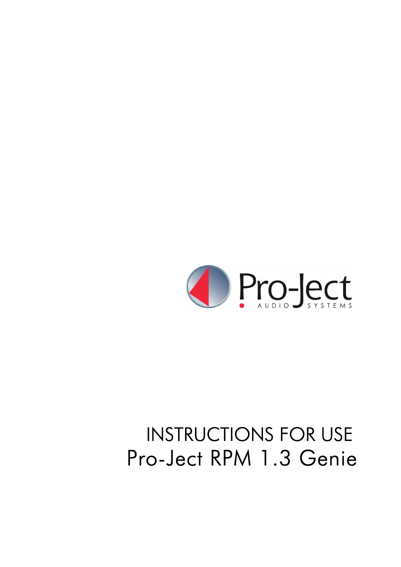 Page n°1 - Manuel utilisateur Pro-Ject RPM 1.3 Genie