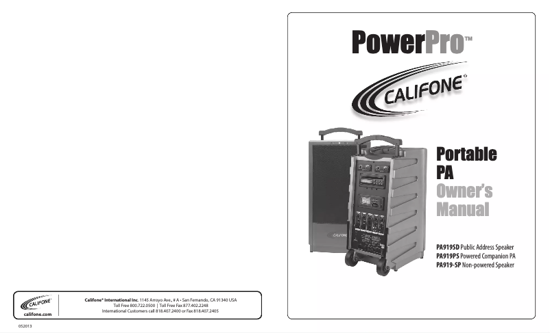 Image de la première page du manuel de l'appareil PA919SD