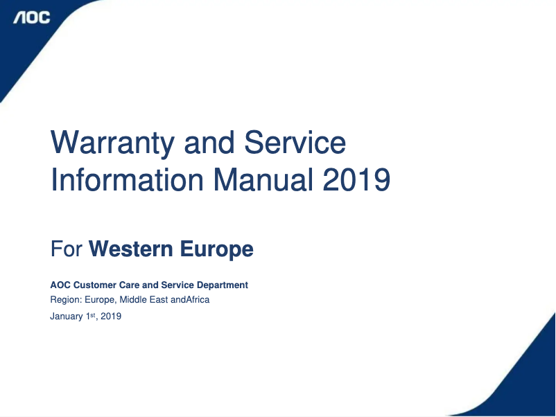 Page 1 de la notice Manuel utilisateur AOC I2790PQU