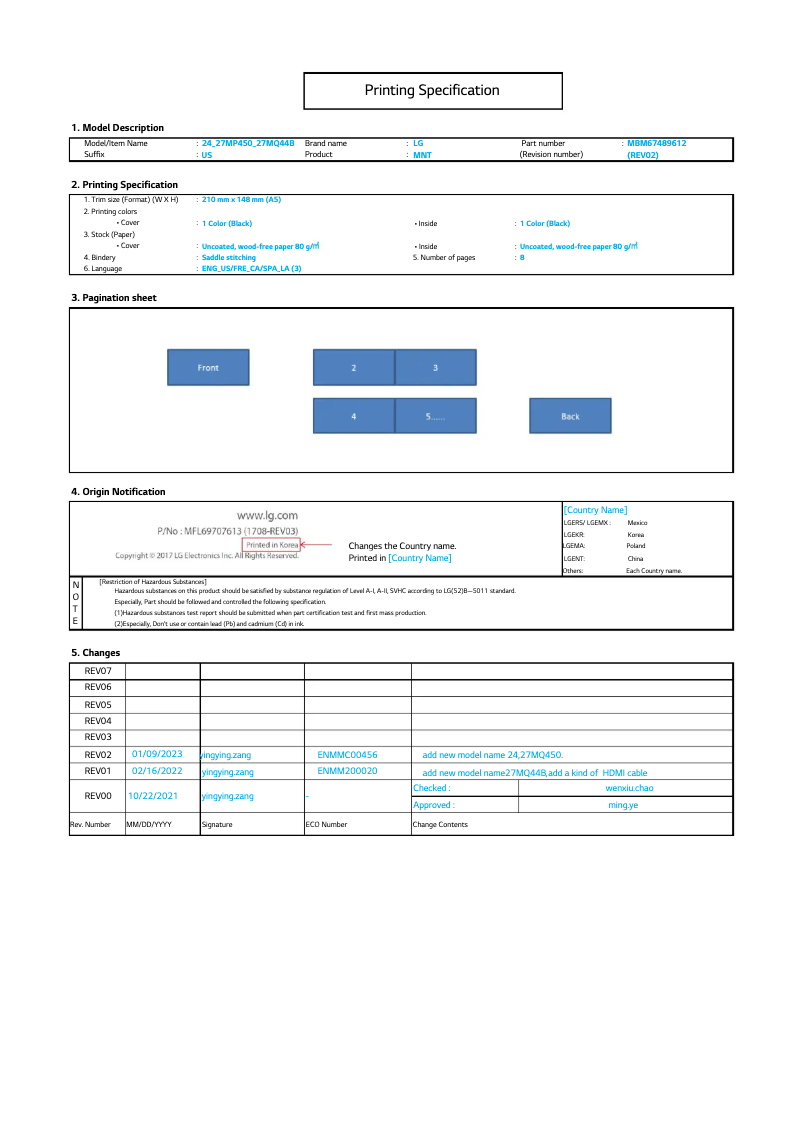 Image de la première page du manuel de l'appareil 27MQ44B