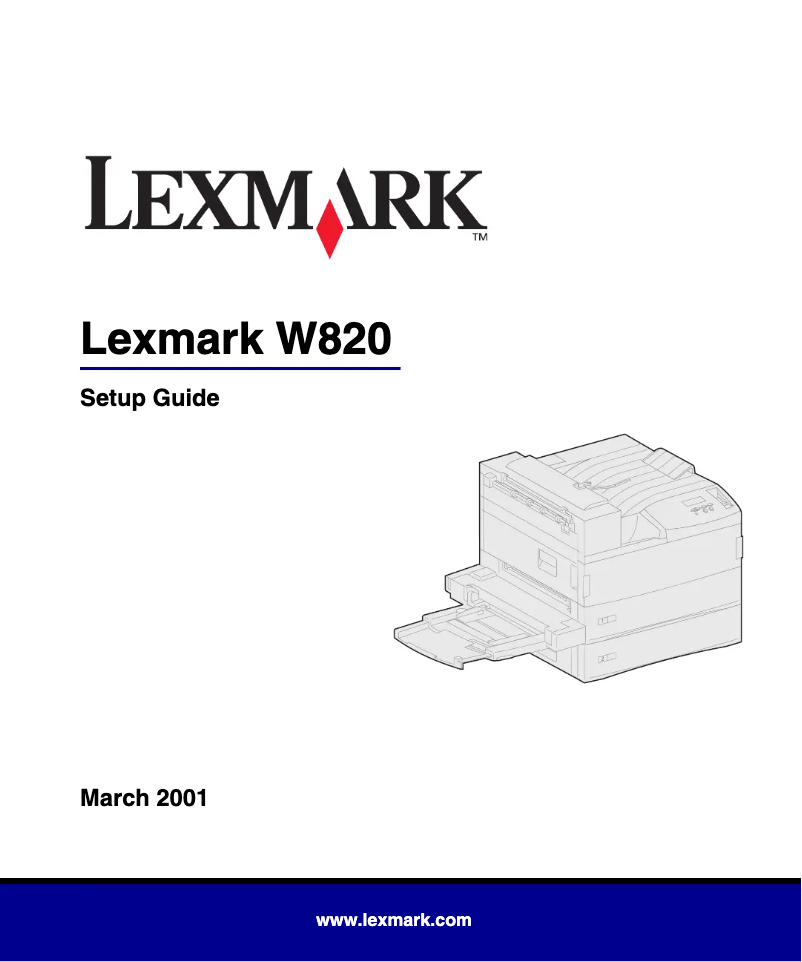 Page 1 de la notice Guide d'installation Lexmark W820