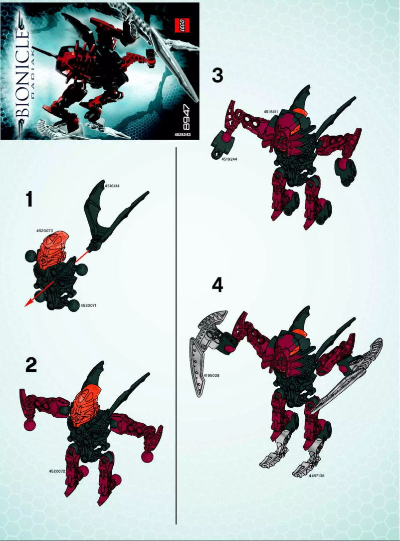Page 1 de la notice Manuel utilisateur Lego Bionicle 8947