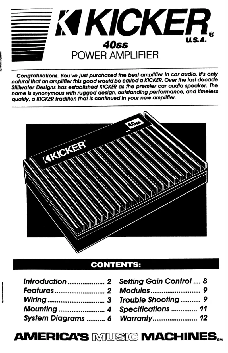 Page 1 de la notice Manuel utilisateur Kicker 40SS