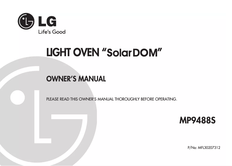 Page n°1 - Manuel utilisateur LG MP9488S
