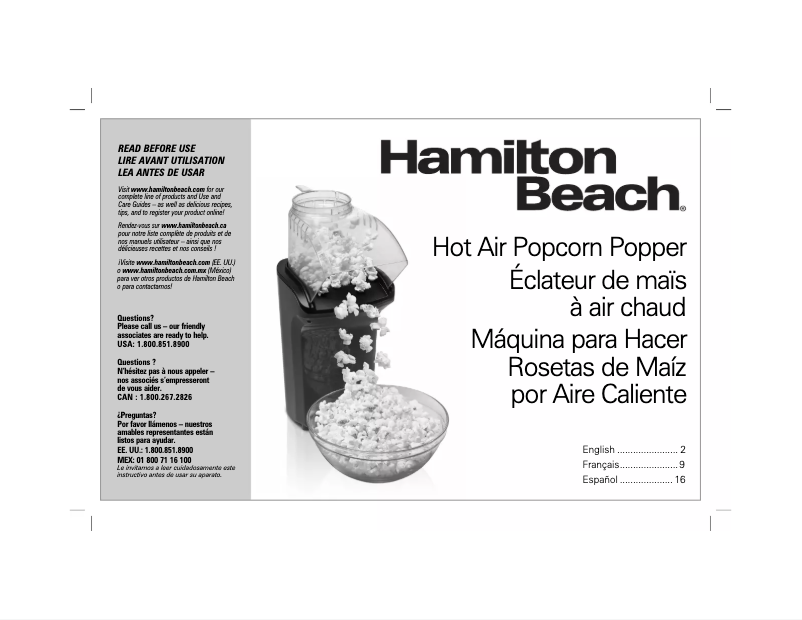 Page n°1 - Manuel utilisateur Hamilton Beach 73400