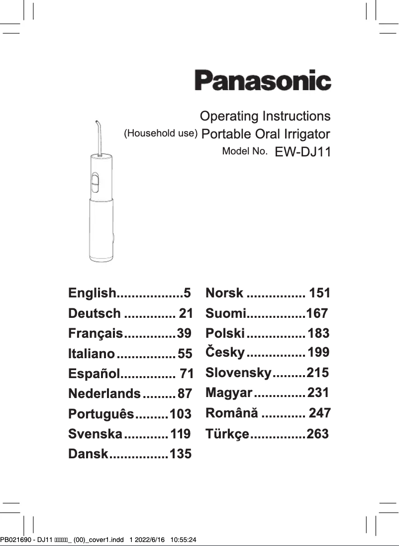 Página 1 del manual Manual de usuario Panasonic EW-DJ11
