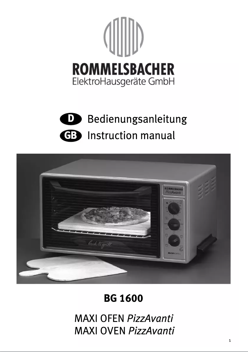 Página 1 del manual Manual de usuario Rommelsbacher BG 1600