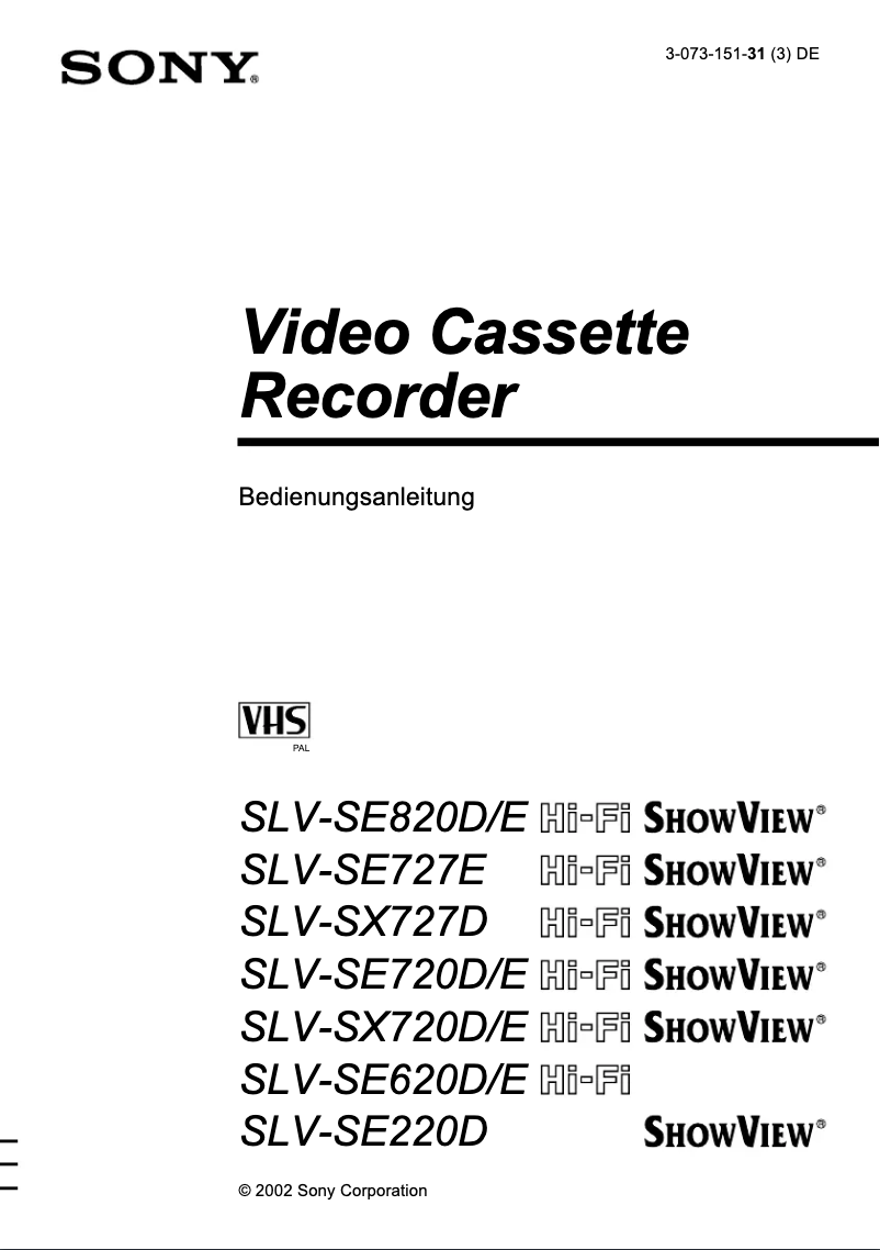 Page n°1 - Manuel utilisateur Sony SLV-SE720D